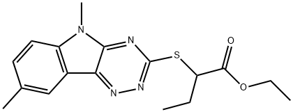 Butanoic acid, 2-[(5,8-dimethyl-5H-1,2,4-triazino[5,6-b]indol-3-yl)thio]-, ethyl ester (9CI) Struktur