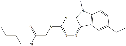 Acetamide, N-butyl-2-[(8-ethyl-5-methyl-5H-1,2,4-triazino[5,6-b]indol-3-yl)thio]- (9CI) Struktur