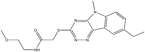 Acetamide, 2-[(8-ethyl-5-methyl-5H-1,2,4-triazino[5,6-b]indol-3-yl)thio]-N-(2-methoxyethyl)- (9CI) Struktur