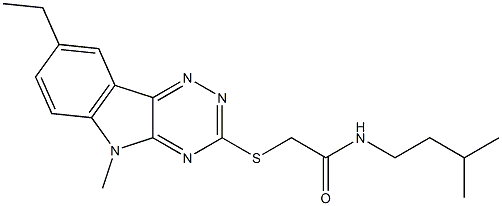 Acetamide, 2-[(8-ethyl-5-methyl-5H-1,2,4-triazino[5,6-b]indol-3-yl)thio]-N-(3-methylbutyl)- (9CI) Struktur