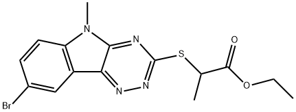 Propanoic acid, 2-[(8-bromo-5-methyl-5H-1,2,4-triazino[5,6-b]indol-3-yl)thio]-, ethyl ester (9CI) Struktur