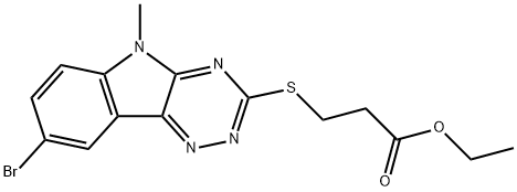 Propanoic acid, 3-[(8-bromo-5-methyl-5H-1,2,4-triazino[5,6-b]indol-3-yl)thio]-, ethyl ester (9CI) Struktur