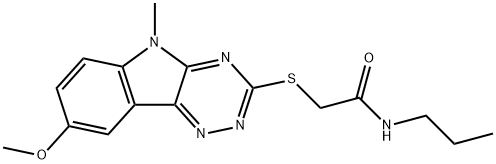 Acetamide, 2-[(8-methoxy-5-methyl-5H-1,2,4-triazino[5,6-b]indol-3-yl)thio]-N-propyl- (9CI) Struktur