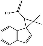 3,3-dimethylspiro[cyclopropane-1,1'-[1H]indene]-2-carboxylic acid Struktur