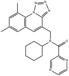 Pyrazinecarboxamide, N-cyclohexyl-N-[(7,9-dimethyltetrazolo[1,5-a]quinolin-4-yl)methyl]- (9CI) Struktur