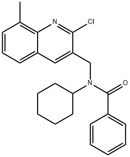 Benzamide, N-[(2-chloro-8-methyl-3-quinolinyl)methyl]-N-cyclohexyl- (9CI) Struktur