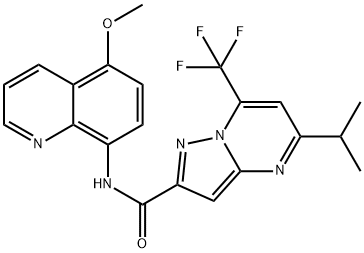 Pyrazolo[1,5-a]pyrimidine-2-carboxamide, N-(5-methoxy-8-quinolinyl)-5-(1-methylethyl)-7-(trifluoromethyl)- (9CI) Struktur