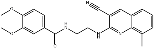 Benzamide, N-[2-[(3-cyano-8-methyl-2-quinolinyl)amino]ethyl]-3,4-dimethoxy- (9CI) Struktur