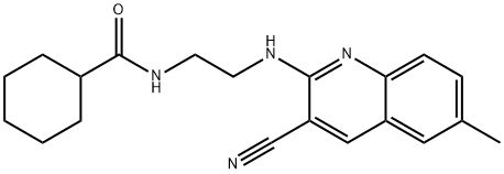 Cyclohexanecarboxamide, N-[2-[(3-cyano-6-methyl-2-quinolinyl)amino]ethyl]- (9CI) Struktur