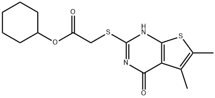 Acetic acid, [(1,4-dihydro-5,6-dimethyl-4-oxothieno[2,3-d]pyrimidin-2-yl)thio]-, cyclohexyl ester (9CI) Struktur