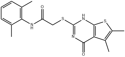 Acetamide, 2-[(1,4-dihydro-5,6-dimethyl-4-oxothieno[2,3-d]pyrimidin-2-yl)thio]-N-(2,6-dimethylphenyl)- (9CI) Struktur