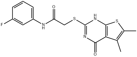 Acetamide, 2-[(1,4-dihydro-5,6-dimethyl-4-oxothieno[2,3-d]pyrimidin-2-yl)thio]-N-(3-fluorophenyl)- (9CI) Struktur