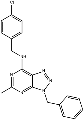 3H-1,2,3-Triazolo[4,5-d]pyrimidin-7-amine, N-[(4-chlorophenyl)methyl]-5-methyl-3-(phenylmethyl)- (9CI) Struktur