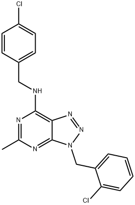 3H-1,2,3-Triazolo[4,5-d]pyrimidin-7-amine, 3-[(2-chlorophenyl)methyl]-N-[(4-chlorophenyl)methyl]-5-methyl- (9CI) Struktur