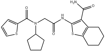 Benzo[b]thiophene-3-carboxamide, 2-[[[cyclopentyl(2-thienylcarbonyl)amino]acetyl]amino]-4,5,6,7-tetrahydro- (9CI) Struktur