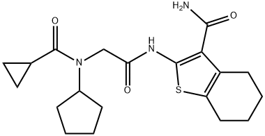 Benzo[b]thiophene-3-carboxamide, 2-[[[cyclopentyl(cyclopropylcarbonyl)amino]acetyl]amino]-4,5,6,7-tetrahydro- (9CI) Struktur