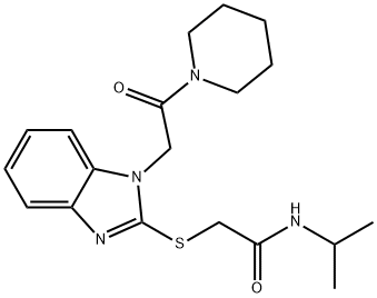 Acetamide, N-(1-methylethyl)-2-[[1-[2-oxo-2-(1-piperidinyl)ethyl]-1H-benzimidazol-2-yl]thio]- (9CI) Struktur