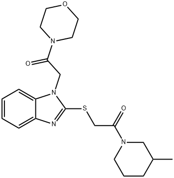 Morpholine, 4-[[2-[[2-(3-methyl-1-piperidinyl)-2-oxoethyl]thio]-1H-benzimidazol-1-yl]acetyl]- (9CI) Struktur