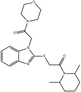 Morpholine, 4-[[2-[[2-(2,6-dimethyl-1-piperidinyl)-2-oxoethyl]thio]-1H-benzimidazol-1-yl]acetyl]- (9CI) Struktur