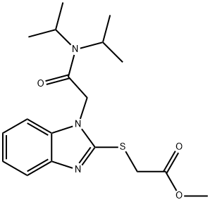 Acetic acid, [[1-[2-[bis(1-methylethyl)amino]-2-oxoethyl]-1H-benzimidazol-2-yl]thio]-, methyl ester (9CI) Struktur