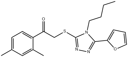 Ethanone, 2-[[4-butyl-5-(2-furanyl)-4H-1,2,4-triazol-3-yl]thio]-1-(2,4-dimethylphenyl)- (9CI) Struktur