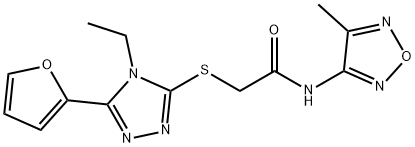 Acetamide, 2-[[4-ethyl-5-(2-furanyl)-4H-1,2,4-triazol-3-yl]thio]-N-(4-methyl-1,2,5-oxadiazol-3-yl)- (9CI) Struktur