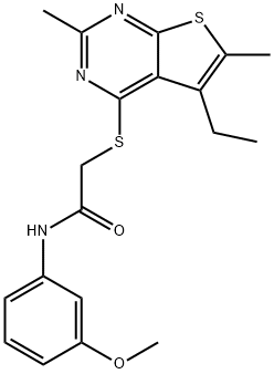 Acetamide, 2-[(5-ethyl-2,6-dimethylthieno[2,3-d]pyrimidin-4-yl)thio]-N-(3-methoxyphenyl)- (9CI) Struktur