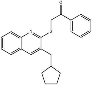 Ethanone, 2-[[3-(cyclopentylmethyl)-2-quinolinyl]thio]-1-phenyl- (9CI) Struktur