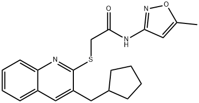 Acetamide, 2-[[3-(cyclopentylmethyl)-2-quinolinyl]thio]-N-(5-methyl-3-isoxazolyl)- (9CI) Struktur