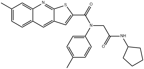 Thieno[2,3-b]quinoline-2-carboxamide, N-[2-(cyclopentylamino)-2-oxoethyl]-7-methyl-N-(4-methylphenyl)- (9CI) Struktur