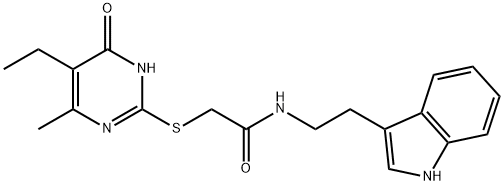 Acetamide, 2-[(5-ethyl-1,4-dihydro-6-methyl-4-oxo-2-pyrimidinyl)thio]-N-[2-(1H-indol-3-yl)ethyl]- (9CI) Struktur