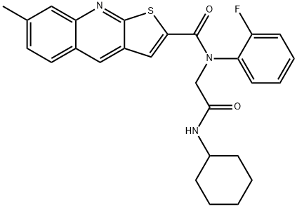 Thieno[2,3-b]quinoline-2-carboxamide, N-[2-(cyclohexylamino)-2-oxoethyl]-N-(2-fluorophenyl)-7-methyl- (9CI) Struktur