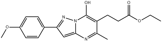 Pyrazolo[1,5-a]pyrimidine-6-propanoic acid, 7-hydroxy-2-(4-methoxyphenyl)-5-methyl-, ethyl ester (9CI) Struktur