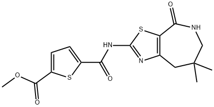 2-Thiophenecarboxylicacid,5-[[(5,6,7,8-tetrahydro-7,7-dimethyl-4-oxo-4H-thiazolo[5,4-c]azepin-2-yl)amino]carbonyl]-,methylester(9CI) Struktur