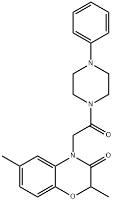 Piperazine, 1-[(2,3-dihydro-2,6-dimethyl-3-oxo-4H-1,4-benzoxazin-4-yl)acetyl]-4-phenyl- (9CI) Struktur