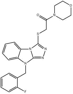 Morpholine, 4-[[[9-[(2-fluorophenyl)methyl]-9H-1,2,4-triazolo[4,3-a]benzimidazol-3-yl]thio]acetyl]- (9CI) Struktur