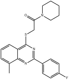 Piperidine, 1-[[[2-(4-fluorophenyl)-8-methyl-4-quinazolinyl]thio]acetyl]- (9CI) Struktur