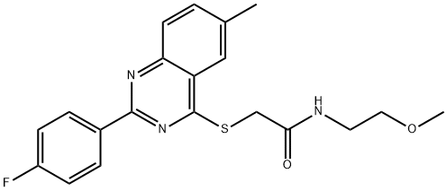 Acetamide, 2-[[2-(4-fluorophenyl)-6-methyl-4-quinazolinyl]thio]-N-(2-methoxyethyl)- (9CI) Struktur