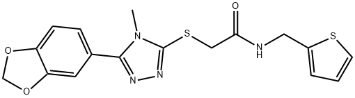 Acetamide, 2-[[5-(1,3-benzodioxol-5-yl)-4-methyl-4H-1,2,4-triazol-3-yl]thio]-N-(2-thienylmethyl)- (9CI) Struktur