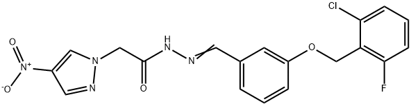 1H-Pyrazole-1-aceticacid,4-nitro-,[[3-[(2-chloro-6-fluorophenyl)methoxy]phenyl]methylene]hydrazide(9CI) Struktur