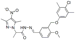 1H-Pyrazole-1-aceticacid,alpha,3,5-trimethyl-4-nitro-,[[3-[(4-chloro-3,5-dimethylphenoxy)methyl]-4-methoxyphenyl]methylene]hydrazide(9CI) Struktur