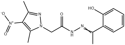 1H-Pyrazole-1-aceticacid,3,5-dimethyl-4-nitro-,[1-(2-hydroxyphenyl)ethylidene]hydrazide(9CI) Struktur