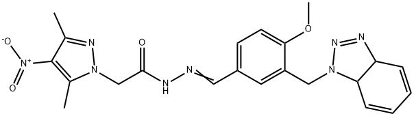 1H-Pyrazole-1-aceticacid,3,5-dimethyl-4-nitro-,[[3-[(3a,7a-dihydro-1H-benzotriazol-1-yl)methyl]-4-methoxyphenyl]methylene]hydrazide(9CI) Struktur