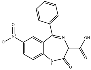 2,3-dihydro-7-nitro-2-oxo-5-phenyl-1H-1,4-benzodiazepine-3-carboxylic acid Struktur