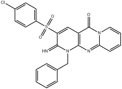 1-benzyl-3-[(4-chlorophenyl)sulfonyl]-2-imino-1,2-dihydro-5H-dipyrido[1,2-a:2,3-d]pyrimidin-5-one Struktur