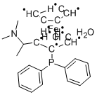 (+/-)-N,N-DIMETHYL-1-(2-DIPHENYLPHOSPHINO)FERROCENYLETHYLAMINE MONOHYDRATE Struktur