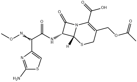 (6R,7R)-3-(Acetoxymethyl)-8-oxo-7-[(2-amino-4-thiazolyl)(methoxyimino)acetylamino]-5-thia-1-azabicyclo[4.2.0]octa-2-ene-2-carboxylic acid Struktur