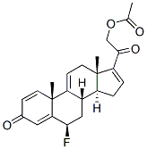 6beta-fluoro-21-hydroxypregna-1,4,9(11),16-tetraene-3,20-dione 21-acetate Struktur