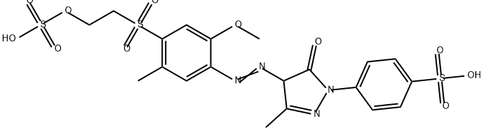 p-[4,5-dihydro-4-[[2-methoxy-5-methyl-4-[[2-(sulphooxy)ethyl]sulphonyl]phenyl]azo]-3-methyl-5-oxo-1H-pyrazol-1-yl]benzenesulphonic acid   Struktur