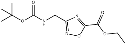 Ethyl 3-((tert-butoxycarbonylamino)methyl)-1,2,4-oxadiazole-5-carboxylate Struktur